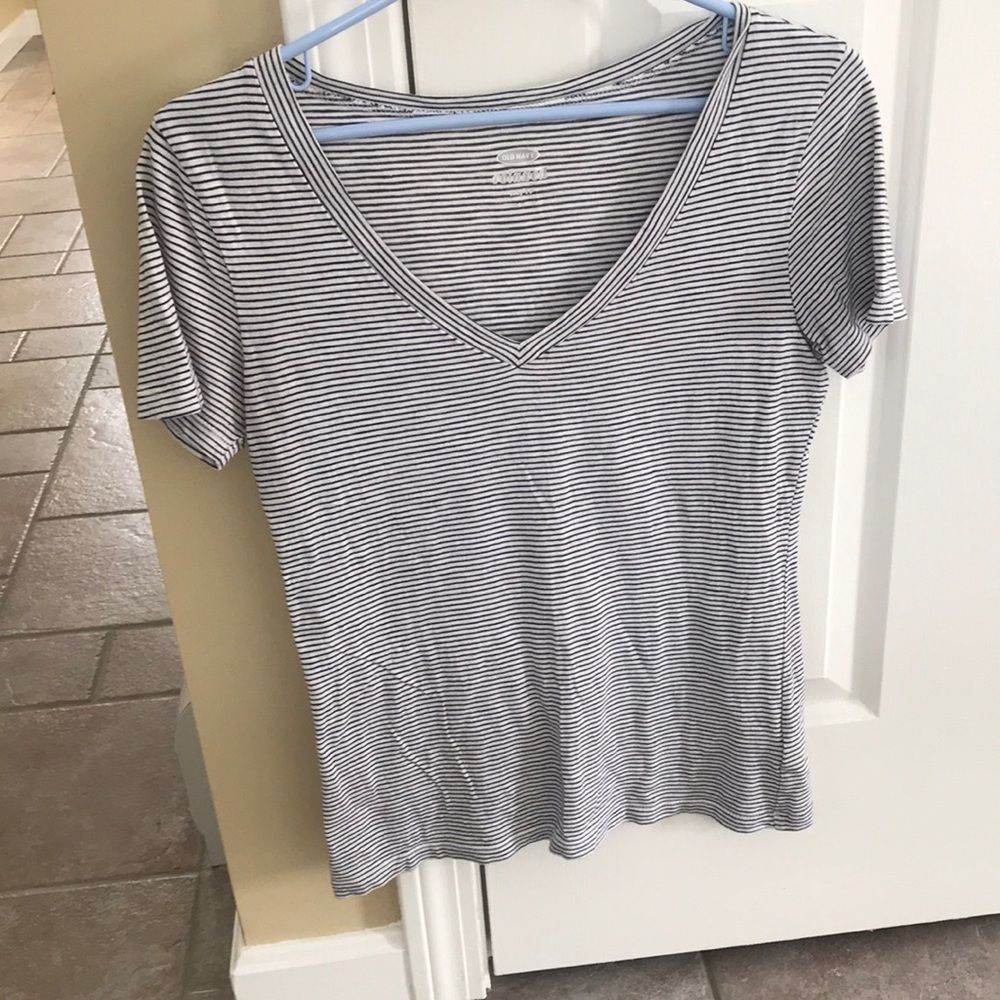 Blue and White Striped Top